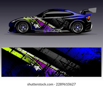 Car wrap design vector. Graphic abstract stripe racing background kit designs for wrap vehicle  race car  rally  adventure and livery