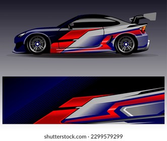 Car wrap design vector. Graphic abstract stripe racing background kit designs for wrap vehicle  race car  rally  adventure and livery