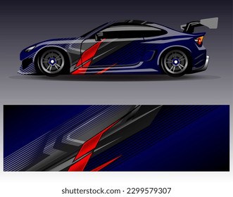 Car wrap design vector. Graphic abstract stripe racing background kit designs for wrap vehicle  race car  rally  adventure and livery