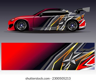 Vector de diseño de ajuste de coches. Diseños gráficos abstractos de banda de fondo de carreras de carreras para envolver la aventura y la liviandad de carreras de coches de carreras de vehículos