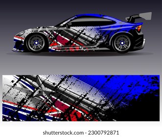 Car wrap design vector. Graphic abstract stripe racing background kit designs for wrap vehicle  race car  rally  adventure and livery