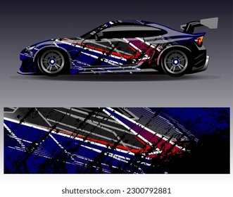 Car wrap design vector. Graphic abstract stripe racing background kit designs for wrap vehicle  race car  rally  adventure and livery