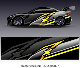 Car wrap design vector. Graphic abstract stripe racing background kit designs for wrap vehicle race car rally adventure and livery