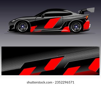 Car wrap design vector. Graphic abstract stripe racing background kit designs for wrap vehicle race car rally adventure and livery