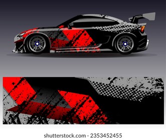 Car wrap design vector. Graphic abstract stripe racing background kit designs for wrap vehicle race car rally adventure and livery