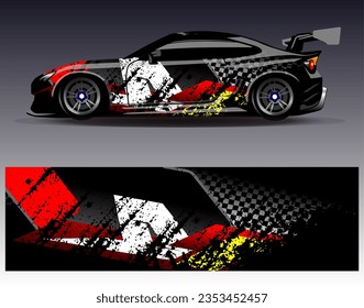 Car wrap design vector. Graphic abstract stripe racing background kit designs for wrap vehicle race car rally adventure and livery