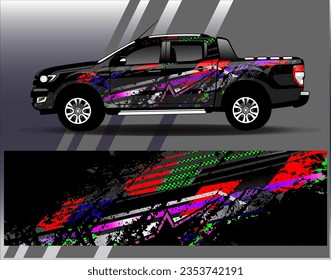 Vector de diseño de ajuste de coches. Diseños gráficos abstractos de banda de fondo de carreras de carreras para envolver la aventura y la liviandad de carreras de coches de carreras de vehículos