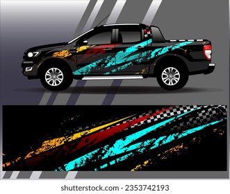 Car wrap design vector. Graphic abstract stripe racing background kit designs for wrap vehicle race car rally adventure and livery