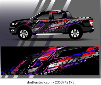 Car wrap design vector. Graphic abstract stripe racing background kit designs for wrap vehicle race car rally adventure and livery