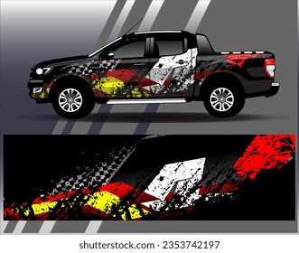 Car wrap design vector. Graphic abstract stripe racing background kit designs for wrap vehicle race car rally adventure and livery