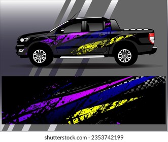 Car wrap design vector. Graphic abstract stripe racing background kit designs for wrap vehicle race car rally adventure and livery