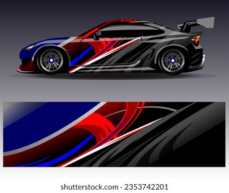 Car wrap design vector. Graphic abstract stripe racing background kit designs for wrap vehicle race car rally adventure and livery