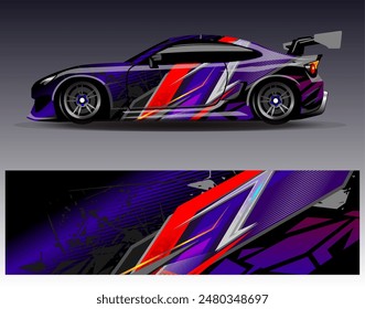 Car wrap design vector. Graphic abstract stripe racing background designs for vehicle, rally, race, adventure and car racing livery	