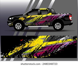 Car wrap design vector. Graphic abstract stripe racing background designs for vehicle, rally, race, adventure and car racing livery	