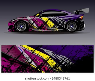 Car wrap design vector. Graphic abstract stripe racing background designs for vehicle, rally, race, adventure and car racing livery	