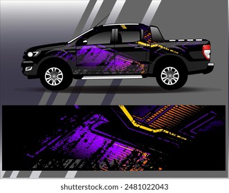Car wrap design vector. Graphic abstract stripe racing background designs for vehicle, rally, race, adventure and car racing livery	