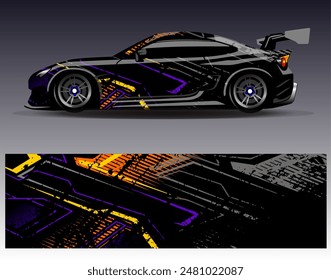 Car wrap design vector. Graphic abstract stripe racing background designs for vehicle, rally, race, adventure and car racing livery	