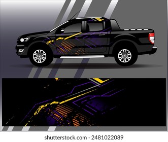 Car wrap design vector. Graphic abstract stripe racing background designs for vehicle, rally, race, adventure and car racing livery	