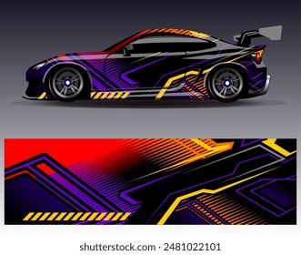 Car wrap design vector. Graphic abstract stripe racing background designs for vehicle, rally, race, adventure and car racing livery	