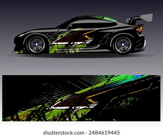 Car wrap design vector. Graphic abstract stripe racing background designs for vehicle, rally, race, adventure and car racing livery	