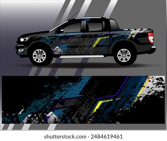 Car wrap design vector. Graphic abstract stripe racing background designs for vehicle, rally, race, adventure and car racing livery	