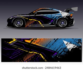 Car wrap design vector. Graphic abstract stripe racing background designs for vehicle, rally, race, adventure and car racing livery	