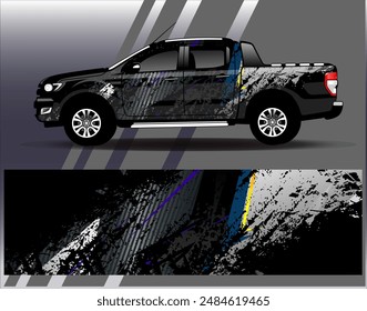 Car wrap design vector. Graphic abstract stripe racing background designs for vehicle, rally, race, adventure and car racing livery	