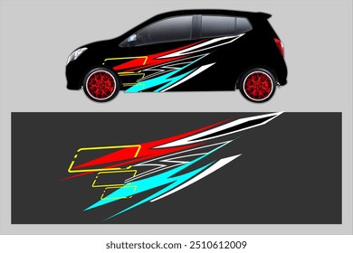 Car wrap design vector. Graphic abstract stripe racing background designs for wrap cargo van, race car, pickup truck, adventure vehicle