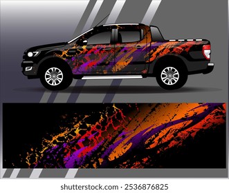 Car wrap design vector. Graphic abstract stripe racing background designs for vehicle, rally, race, adventure and car racing livery