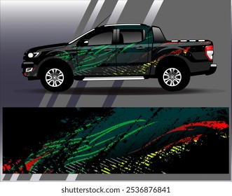 Vector de diseño de envoltura de coche. Diseños abstractos gráficos del fondo de las carreras de la raya para el vehículo, el rally, la carrera, la aventura y la librea de las carreras de coches
