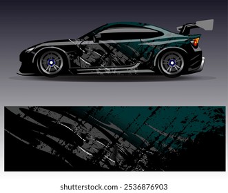 Vector de diseño de envoltura de coche. Diseños abstractos gráficos del fondo de las carreras de la raya para el vehículo, el rally, la carrera, la aventura y la librea de las carreras de coches