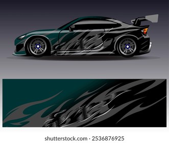 Car wrap design vector. Graphic abstract stripe racing background designs for vehicle, rally, race, adventure and car racing livery