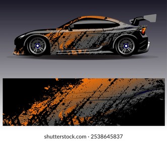 Car wrap design vector. Graphic abstract stripe racing background designs for vehicle, rally, race, adventure and car racing livery
