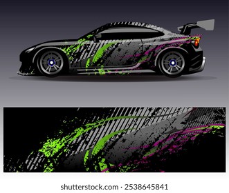 Car wrap design vector. Graphic abstract stripe racing background designs for vehicle, rally, race, adventure and car racing livery