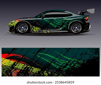 Vetor de design de envoltório de carro. Gráfico abstrato stripe projetos de fundo de corrida para veículo, rali, corrida, aventura e carro de corrida de livery