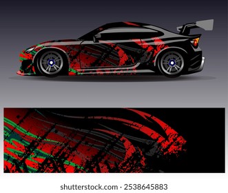 Car wrap design vector. Graphic abstract stripe racing background designs for vehicle, rally, race, adventure and car racing livery
