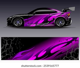 Vector de diseño de envoltura de coche. Diseños abstractos gráficos del fondo de las carreras de la raya para el vehículo, el rally, la carrera, la aventura y la librea de las carreras de coches