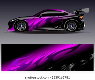 Car wrap design vector. Graphic abstract stripe racing background designs for vehicle, rally, race, adventure and car racing livery