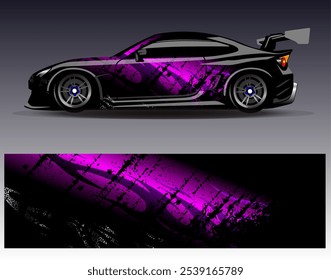 Car wrap design vector. Graphic abstract stripe racing background designs for vehicle, rally, race, adventure and car racing livery