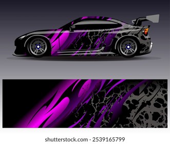 Car wrap design vector. Graphic abstract stripe racing background designs for vehicle, rally, race, adventure and car racing livery