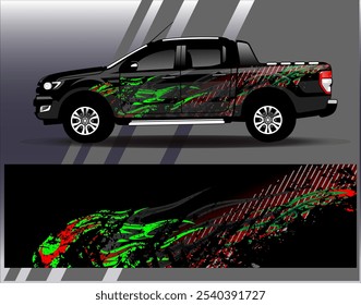 Car wrap design vector. Graphic abstract stripe racing background designs for vehicle, rally, race, adventure and car racing livery
