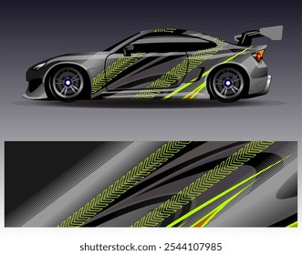 Car wrap design vector. Graphic abstract stripe racing background designs for vehicle, rally, race, adventure and car racing livery