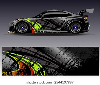 Vector de diseño de envoltura de coche. Diseños abstractos gráficos del fondo de las carreras de la raya para el vehículo, el rally, la carrera, la aventura y la librea de las carreras de coches