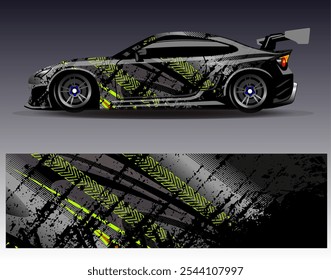 Car wrap design vector. Graphic abstract stripe racing background designs for vehicle, rally, race, adventure and car racing livery
