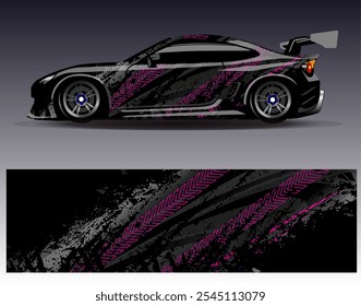 Car wrap design vector. Graphic abstract stripe racing background designs for vehicle, rally, race, adventure and car racing livery