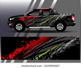 Vetor de design de envoltório de carro. Gráfico abstrato stripe projetos de fundo de corrida para veículo, rali, corrida, aventura e carro de corrida de livery