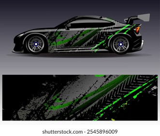 Car wrap design vector. Graphic abstract stripe racing background designs for vehicle, rally, race, adventure and car racing livery