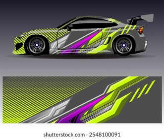 Car wrap design vector. Graphic abstract stripe racing background designs for vehicle, rally, race, adventure and car racing livery
