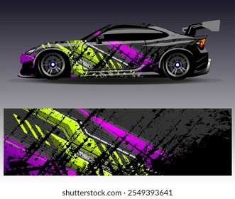 Car wrap design vector. Graphic abstract stripe racing background designs for vehicle, rally, race, adventure and car racing livery