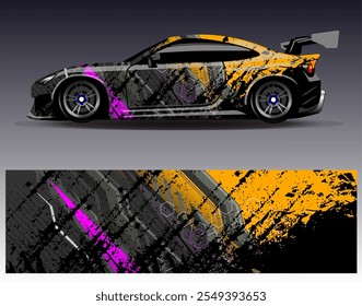 Car wrap design vector. Graphic abstract stripe racing background designs for vehicle, rally, race, adventure and car racing livery